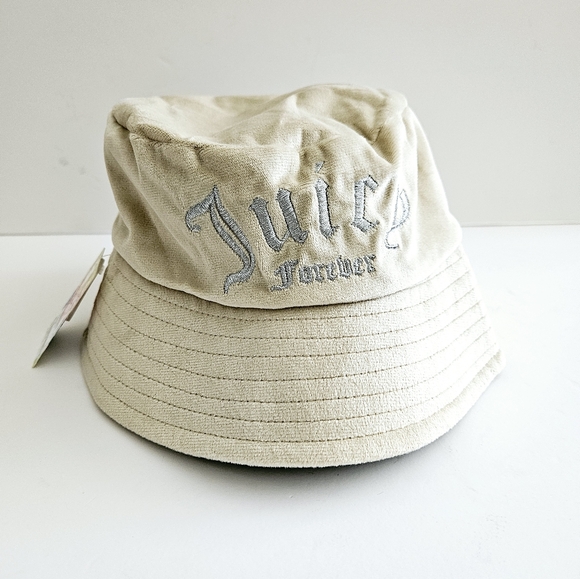Juicy Couture Women's Hat Cream Soft Bucket Embroidery Logo One size NWT - Picture 1 of 4